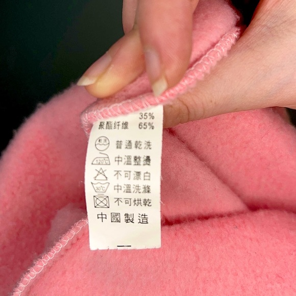 Pink Poncho With White Trim and Hood Kawaii Pastel Cozy PomPoms - Picture 3 of 3